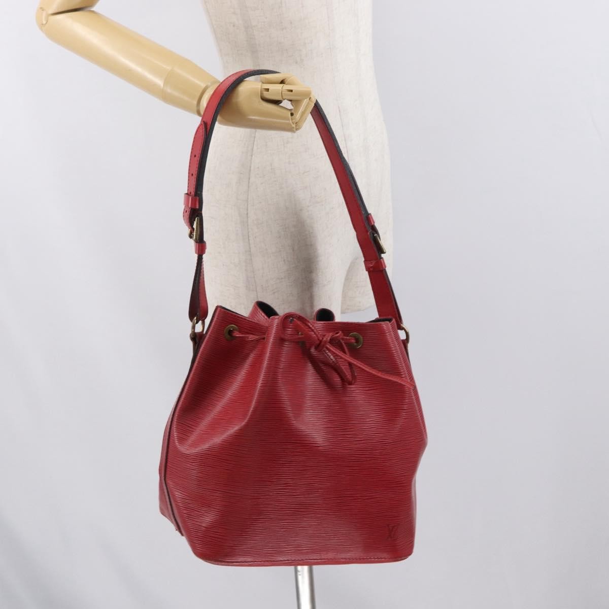 Louis Vuitton Petit Noe Handbag Epi Leather Red Leather Shoulder Bag