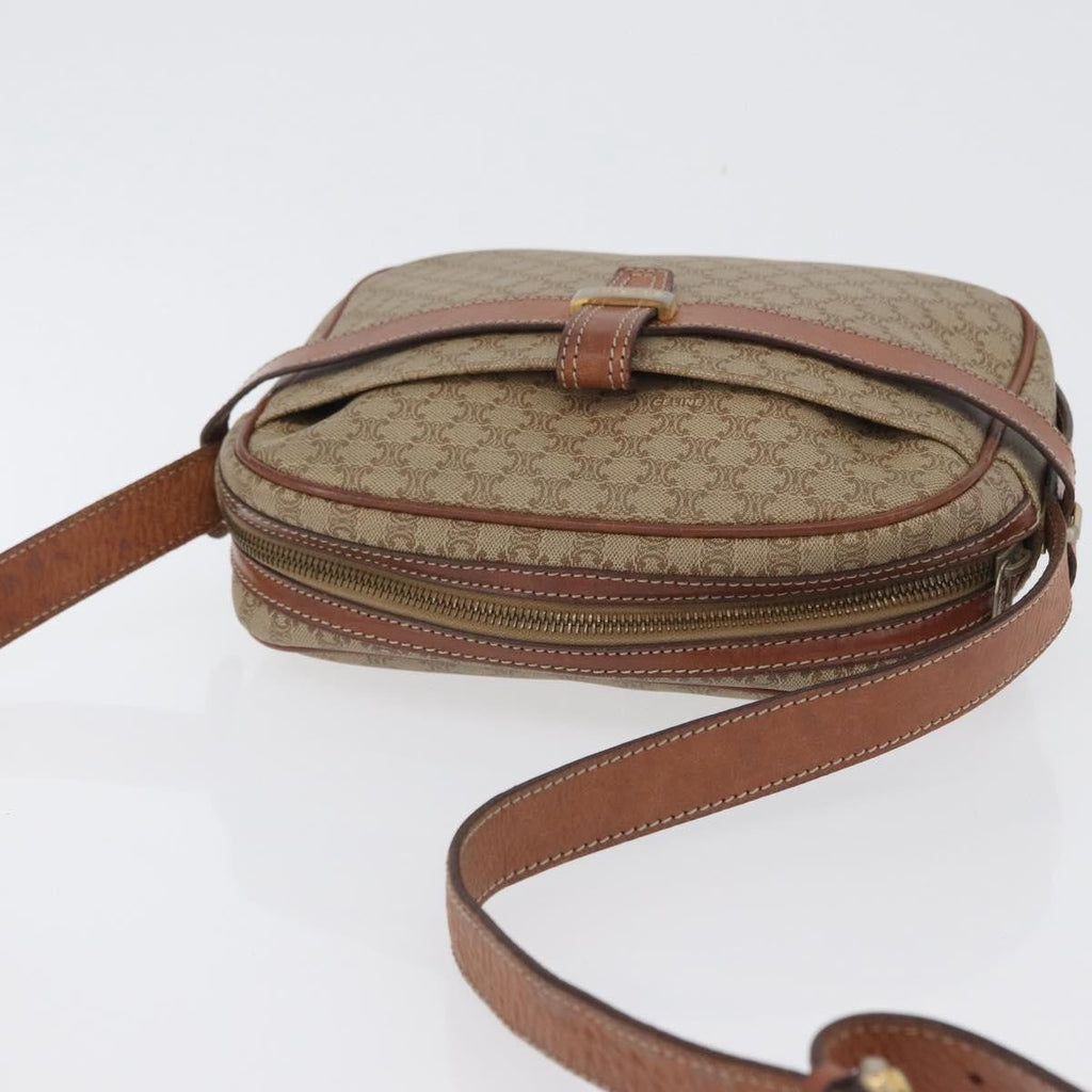 Celine Vintage Macadam Shoulder Bag Canvas And Leather Beige Canvas Shoulder Bag Bag