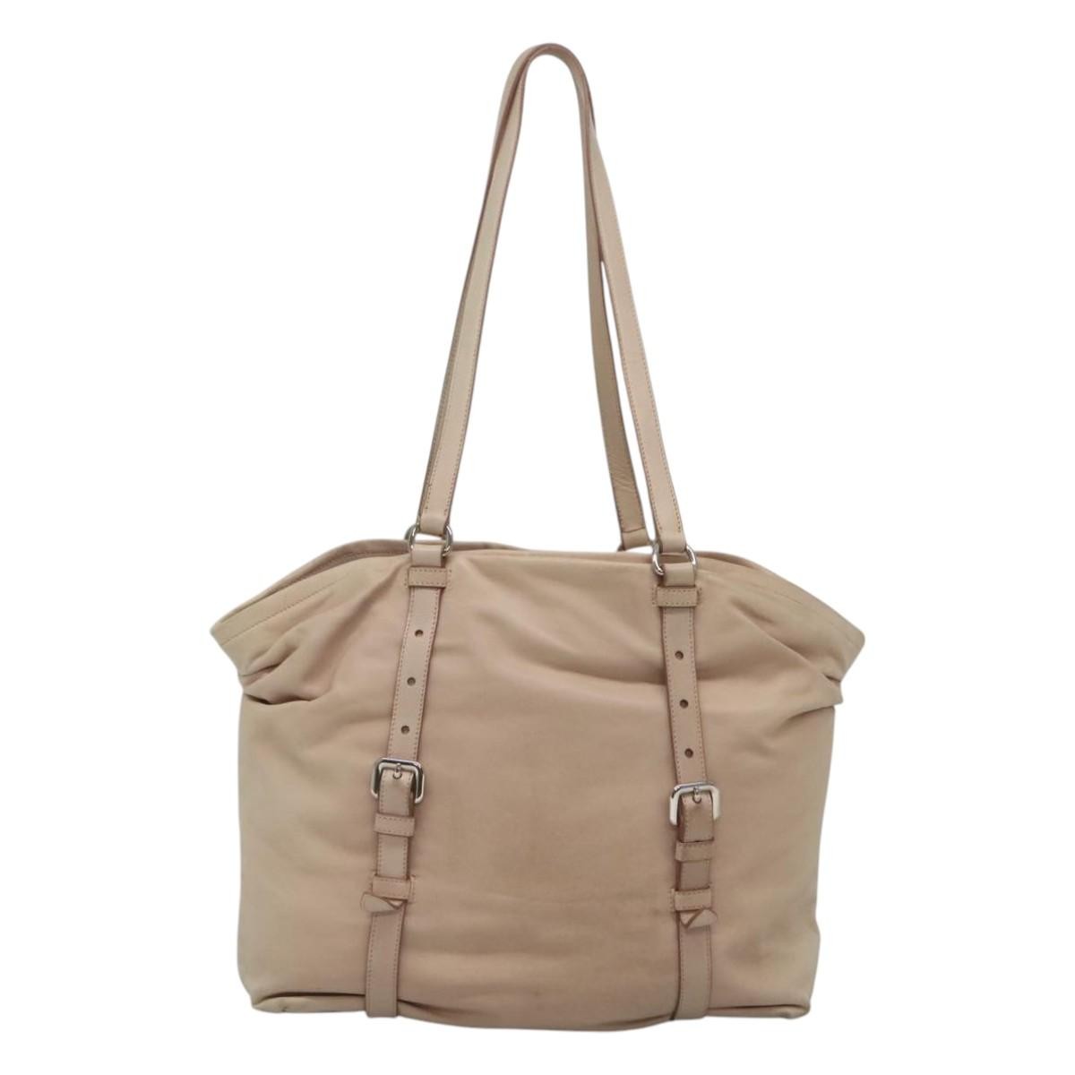 Prada Buckle Strap Shoulder Bag Leather Beige Leather Shoulder Bag Bag