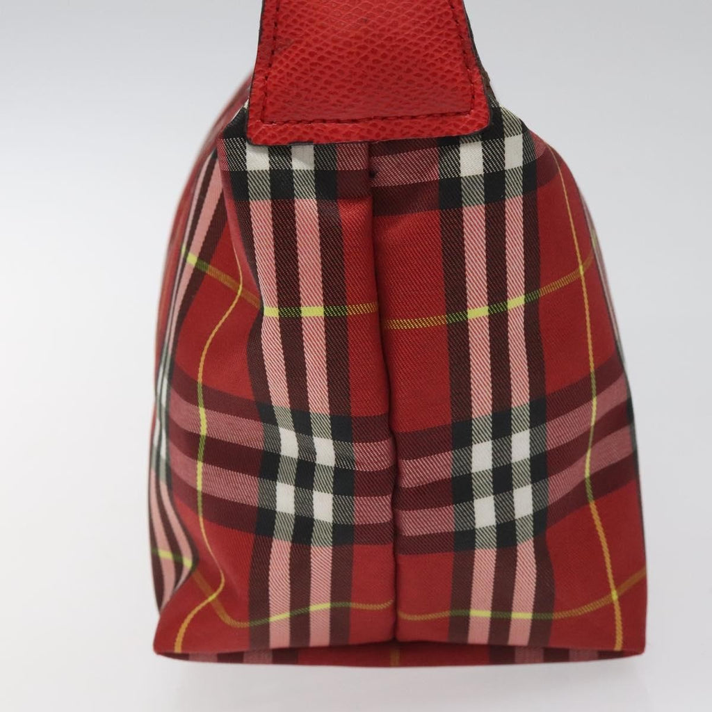 Burberry Nova Check Handbag Leather And Nylon Red Nylon Handbag