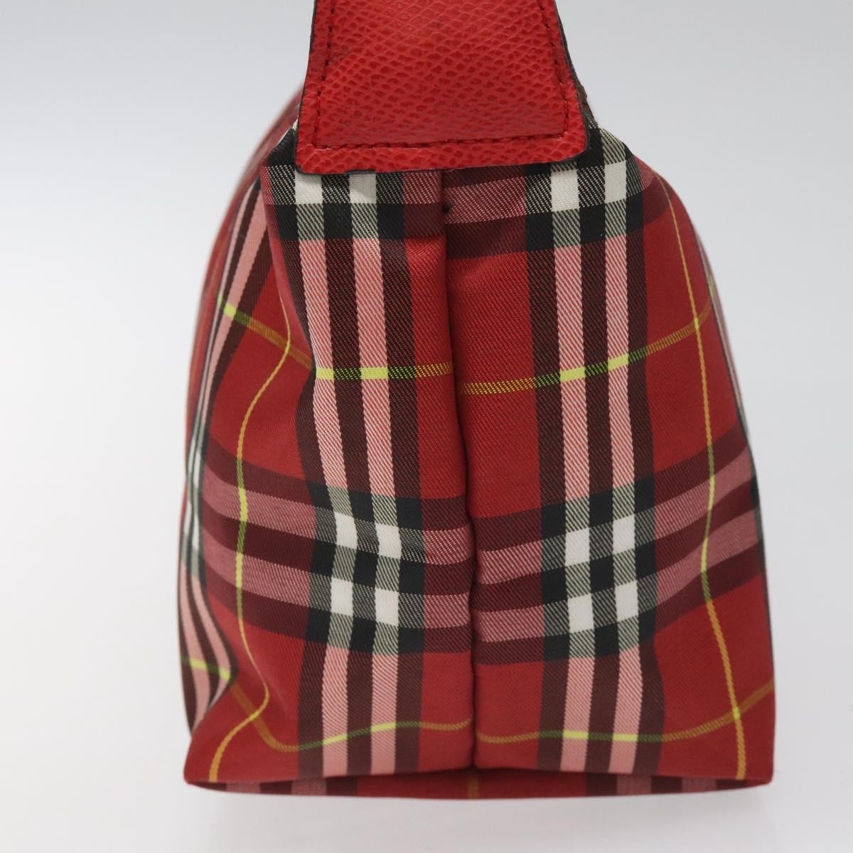 Burberry Nova Check Handbag Leather And Nylon Red Nylon Handbag