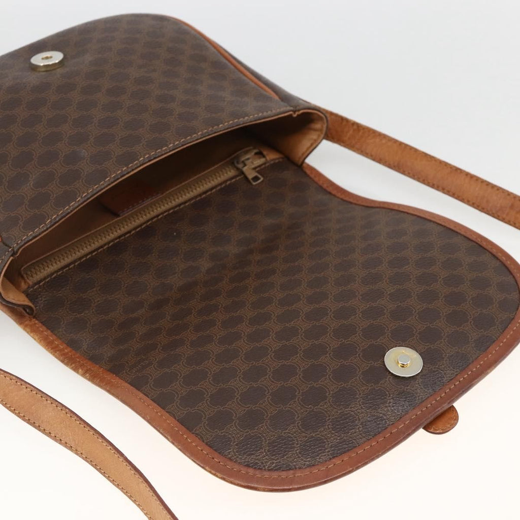 Celine Vintage Macadam Shoulder Bag Canvas And Leather Brown Canvas Shoulder Bag Bag
