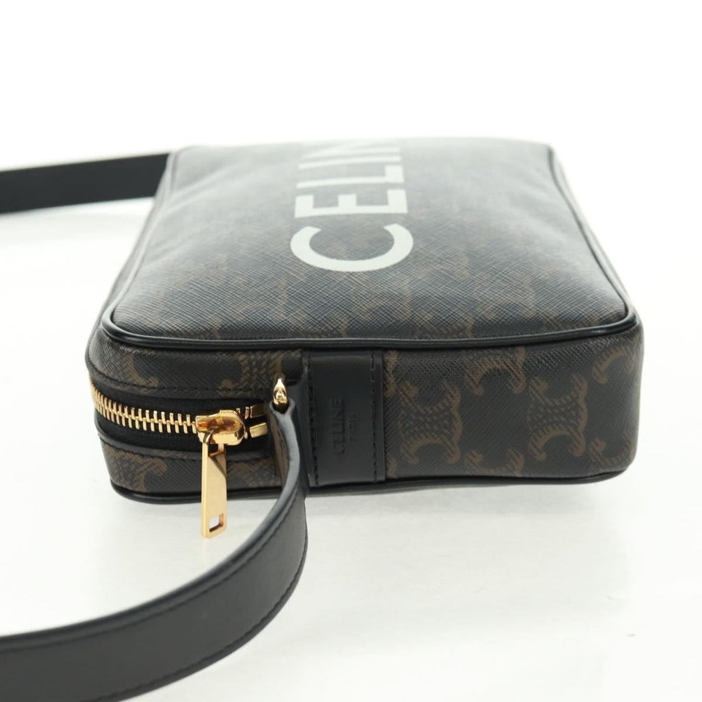 Celine Logo Messenger Bag Triomphe Coated Canvas Black Pvc Shoulder Bag Bag