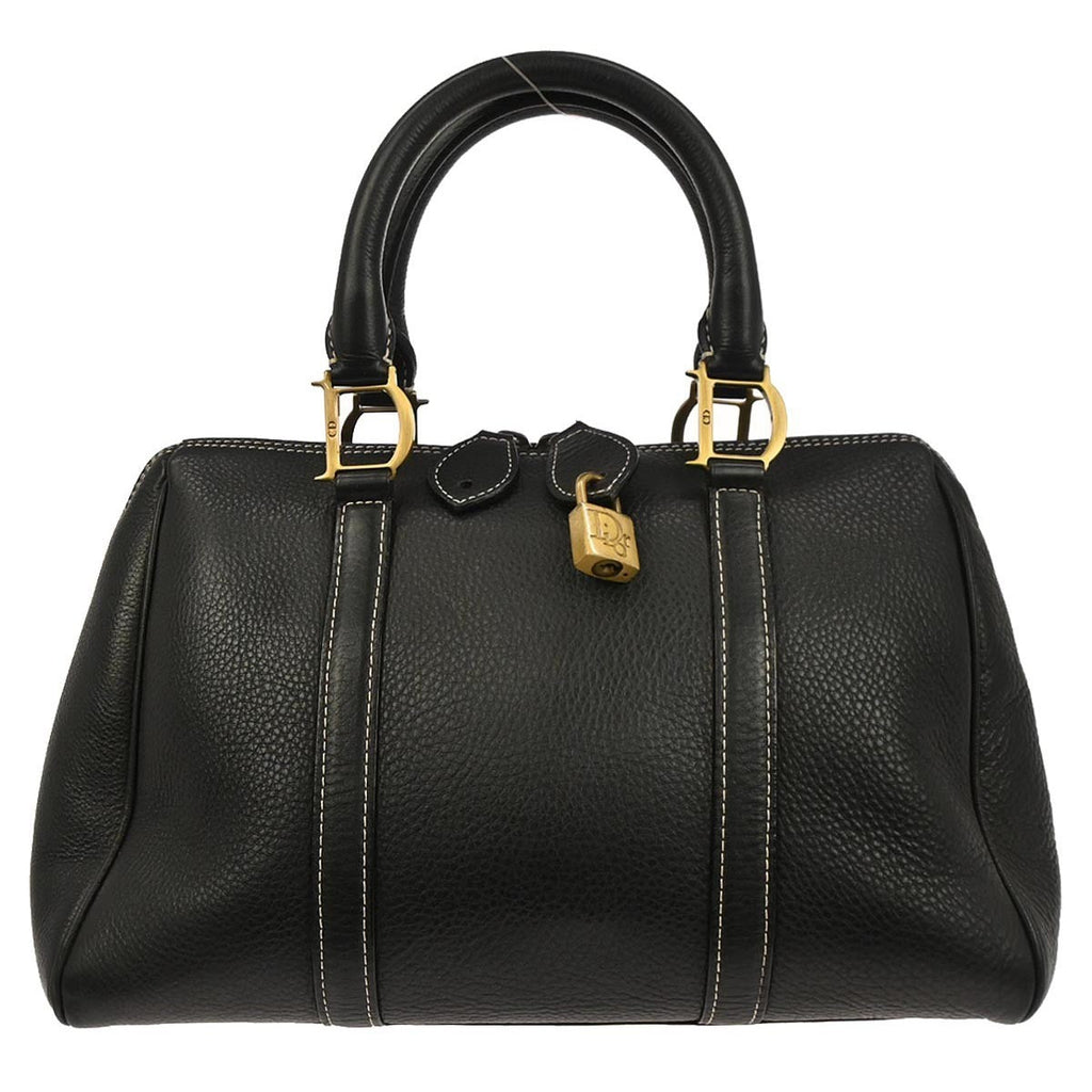 Christian Dior Vintage Handbag Leather Black Leather Handbag (Pre-Owned)