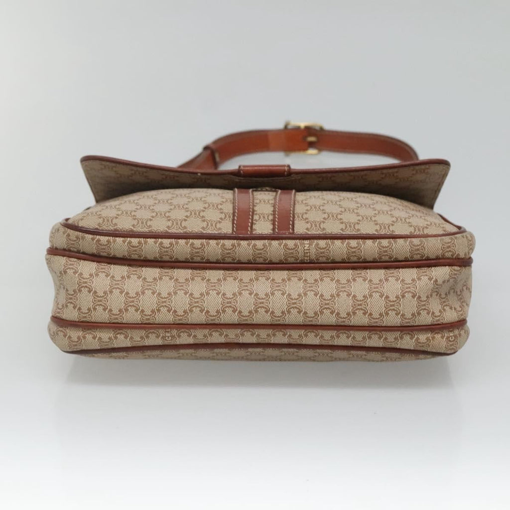 Celine Vintage Macadam Shoulder Bag Canvas And Leather Beige Canvas Shoulder Bag Bag