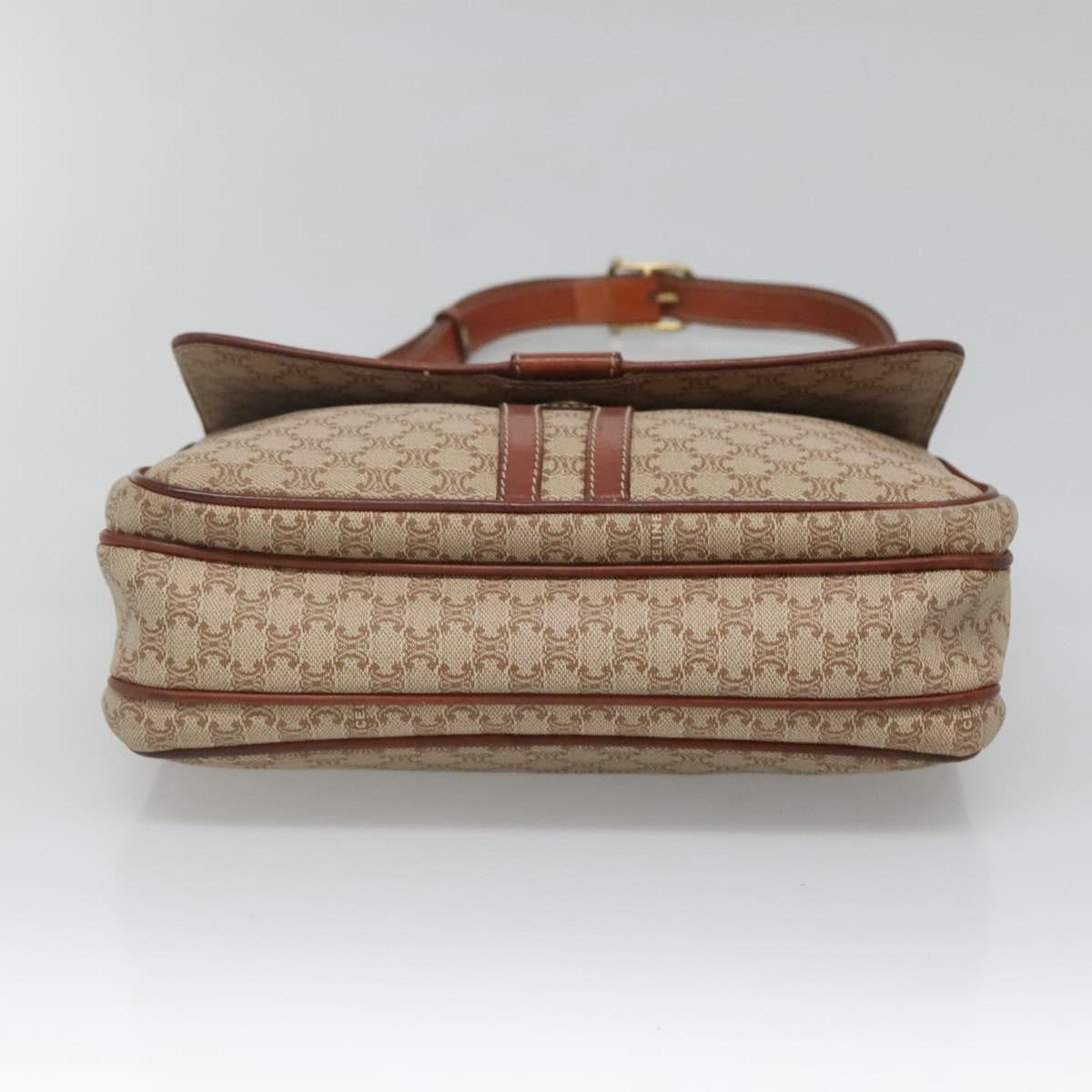 Celine Vintage Macadam Shoulder Bag Canvas And Leather Beige Canvas Shoulder Bag Bag