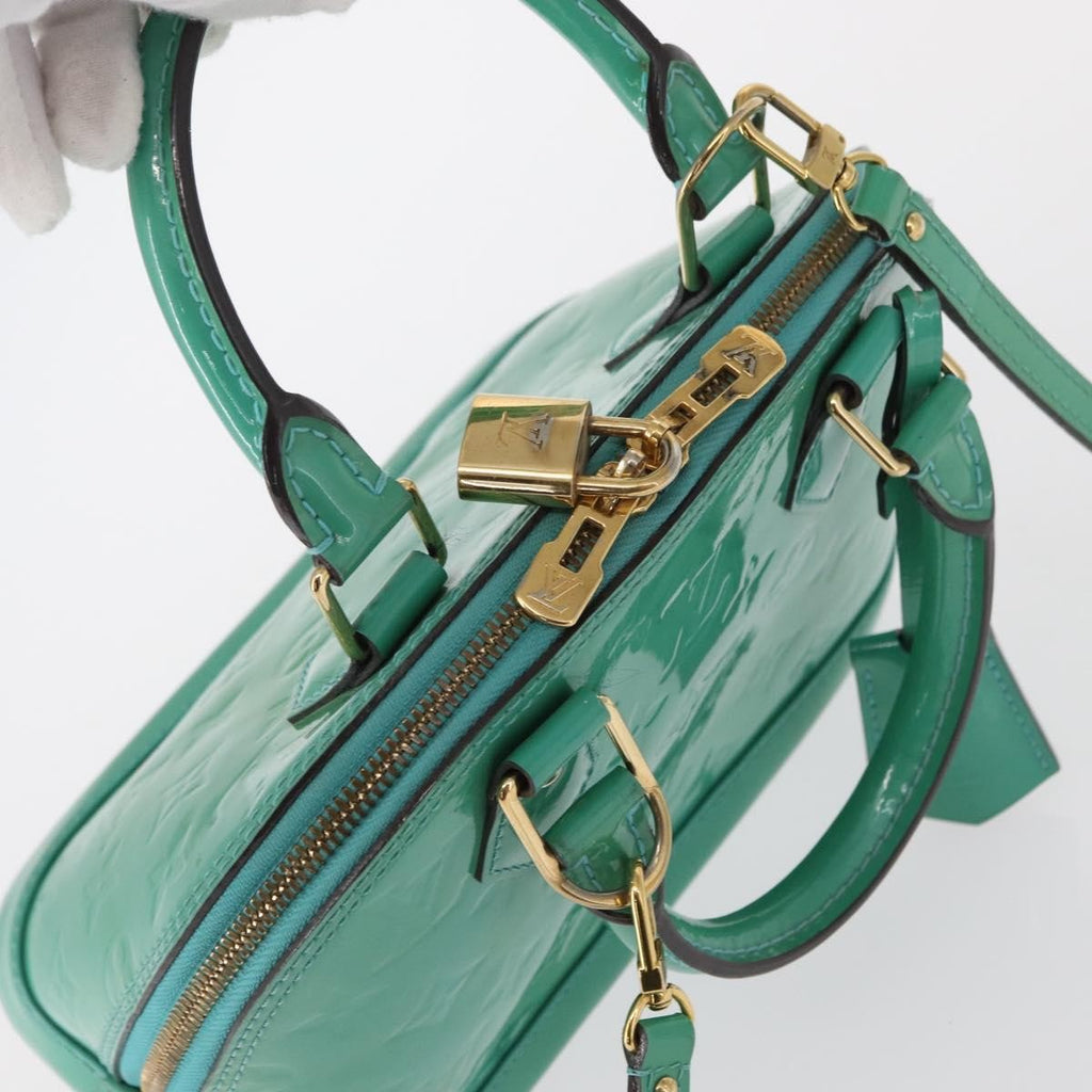 Louis Vuitton Alma Handbag Monogram Vernis Blue Patent_Leather Handbag