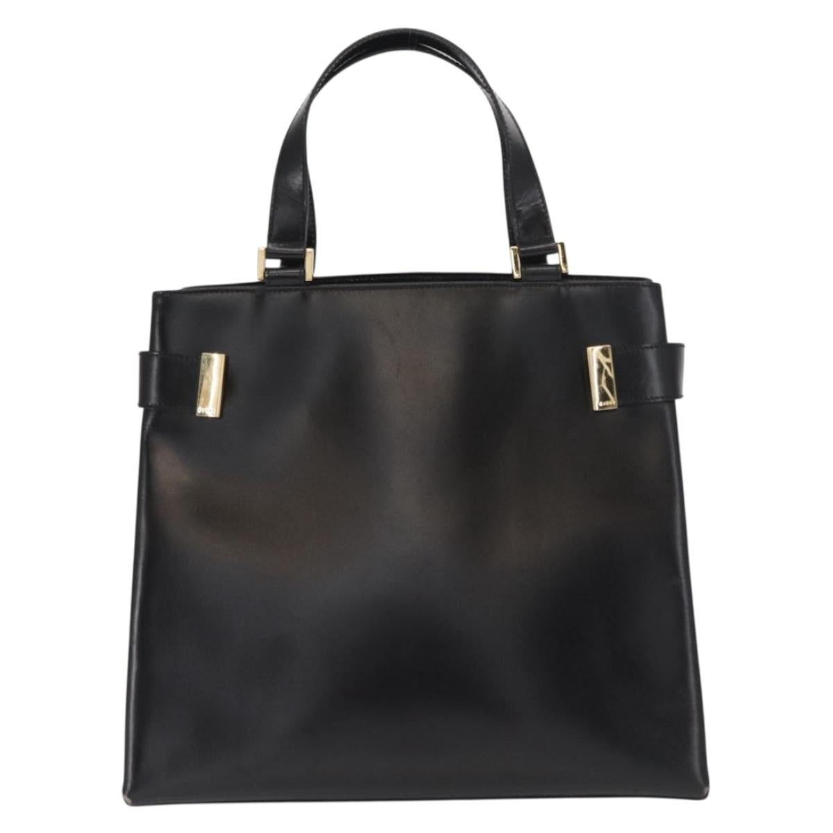 Gucci Vintage Handbag Leather Black Leather Handbag (Pre-Owned)