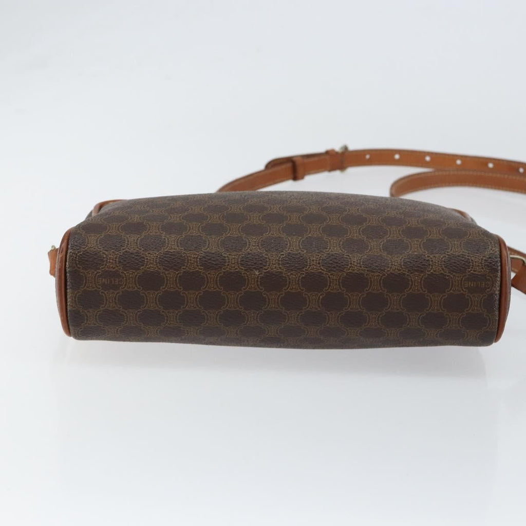 Celine Vintage Macadam Shoulder Bag Canvas And Leather Brown Canvas Shoulder Bag Bag