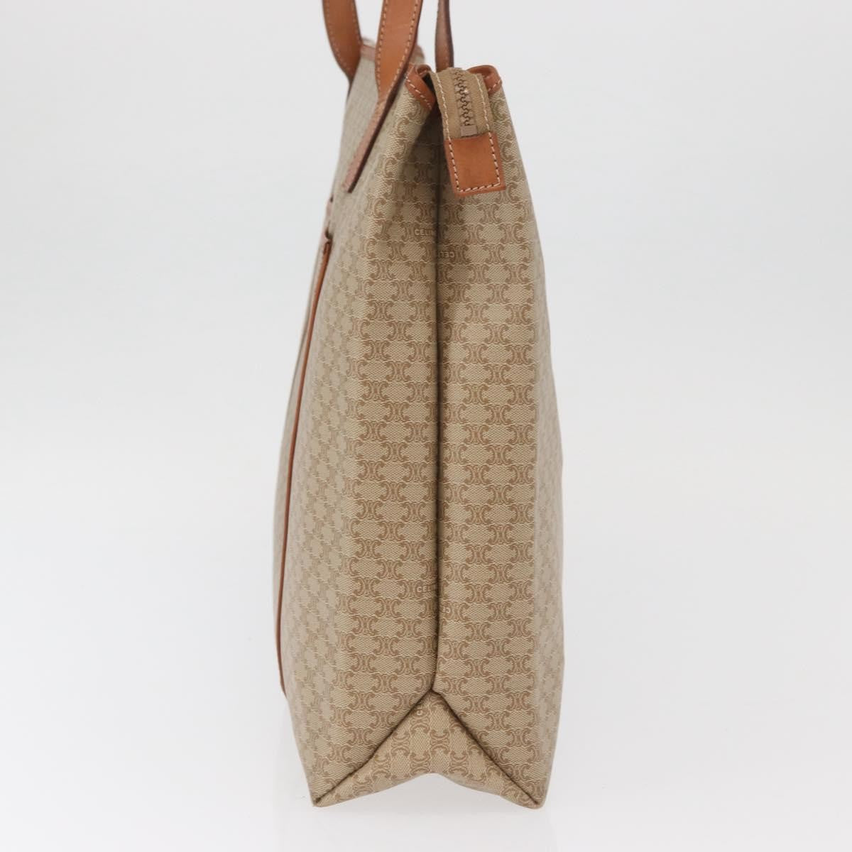 Celine Vintage Macadam Tote Bag Canvas And Leather Beige Canvas Tote Bag Bag