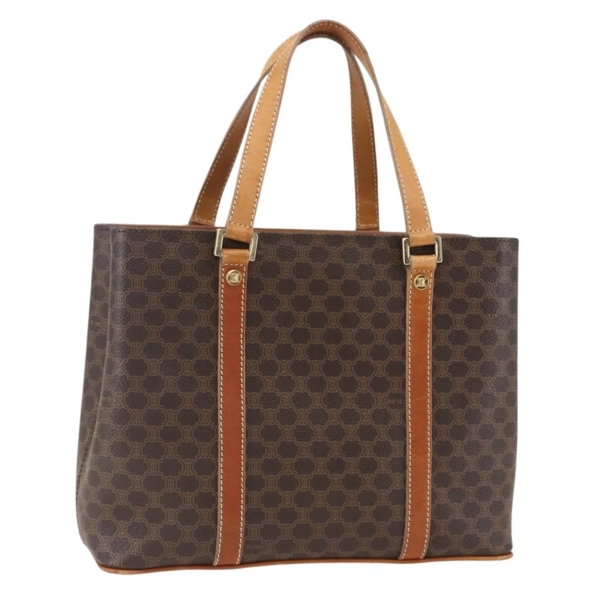 Celine Vintage Macadam Handbag Canvas And Leather Brown Canvas Handbag