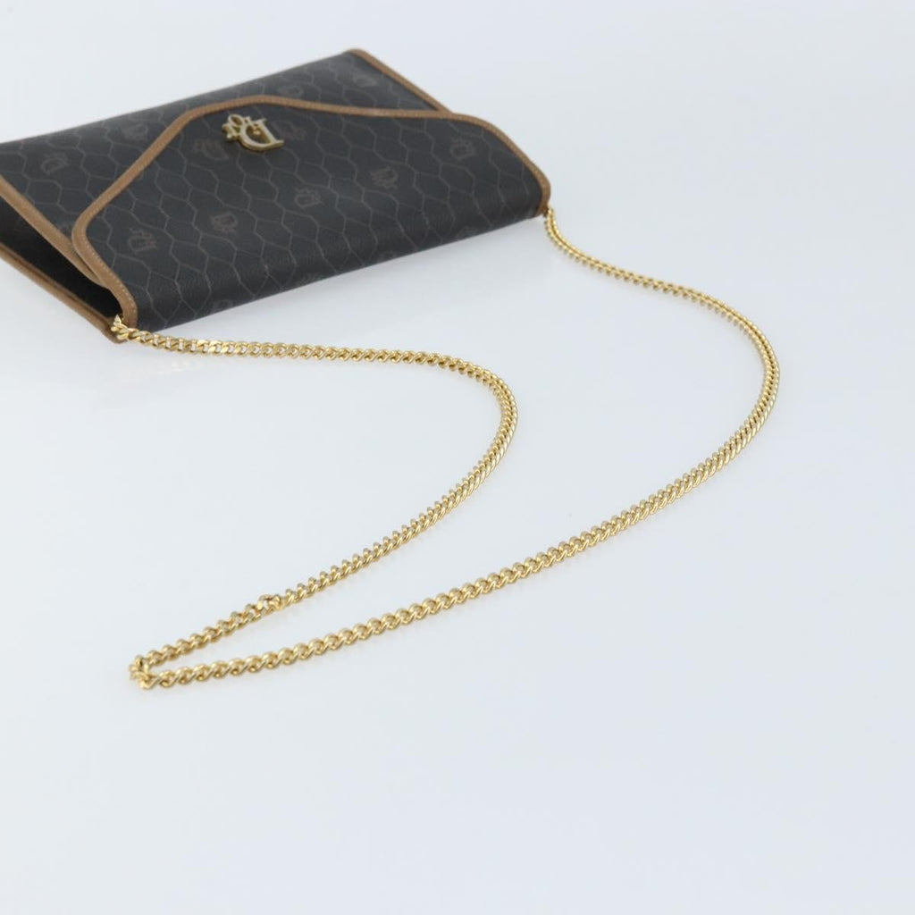 Christian Dior Vintage Honeycomb Chain Canvas Black Canvas Shoulder Bag Bag (Pre-Owned)