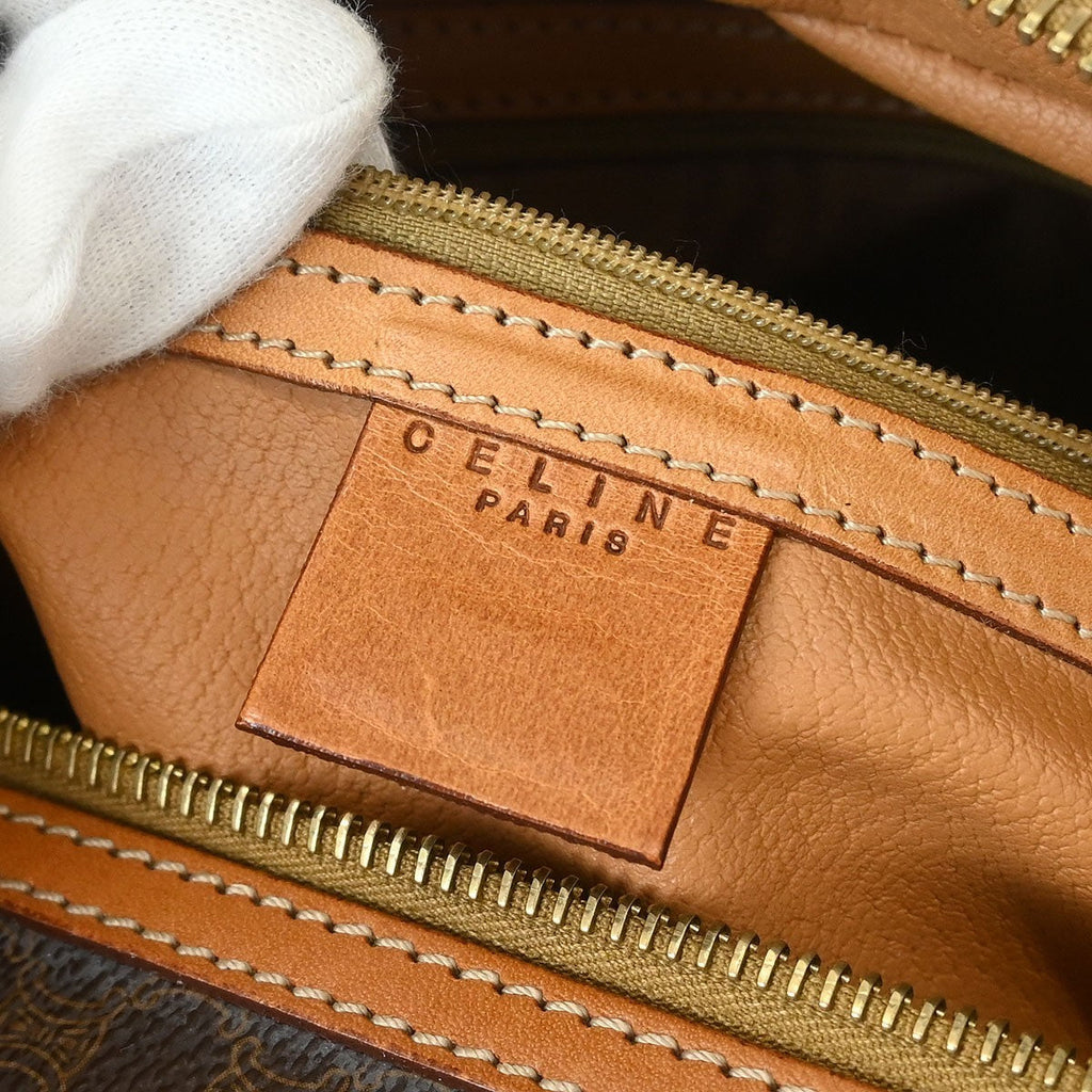 Celine C Macadam Handbag Canvas Brown Canvas Handbag