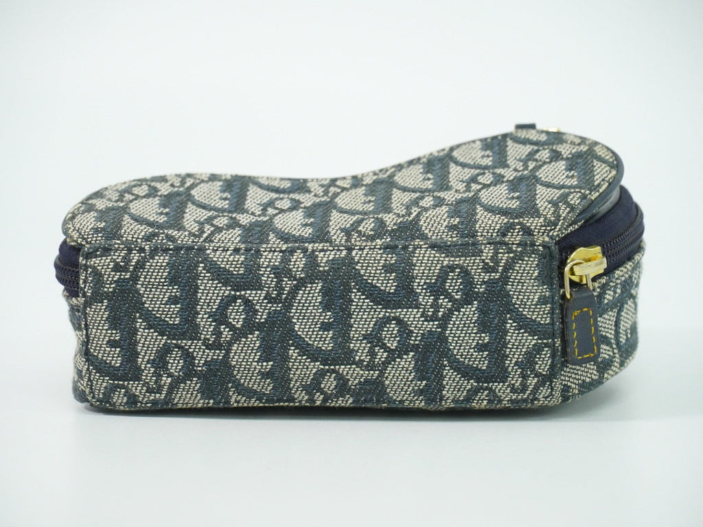 Christian Dior Saddle Zip Pouch Diorissimo Canvas Navy Canvas Clutche & Pouche Bag (Pre-Owned)