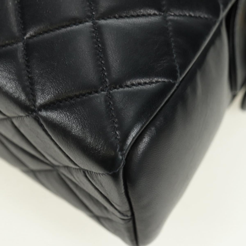 Chanel Vintage Zip Chain Shoulder Bag Quilted Lambskin Black Leather Shoulder Bag Bag