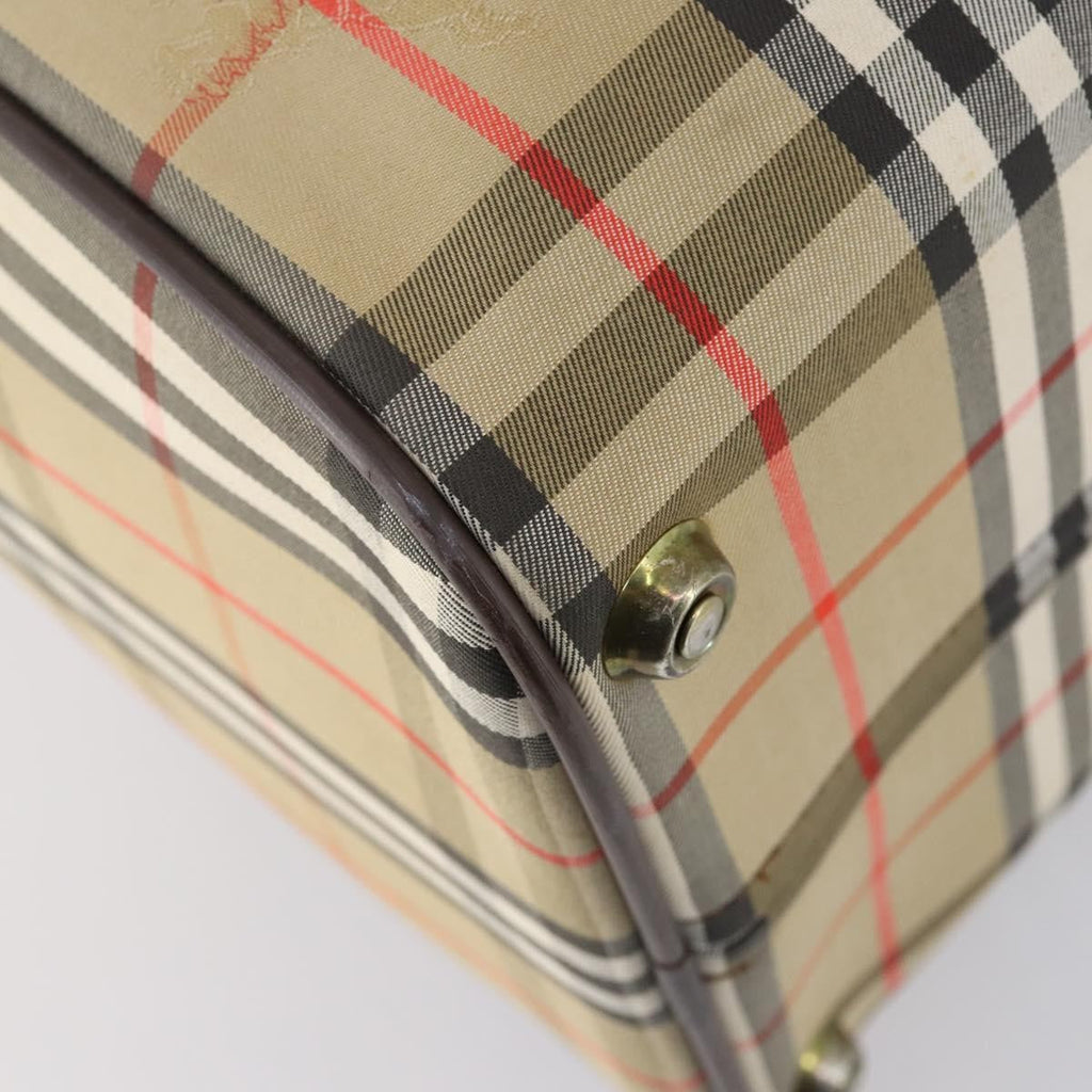 Burberry Vintage Duffle Bag Haymarket Canvas Beige Canvas Travel Bag