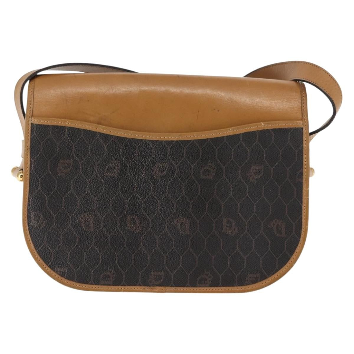 Christian Dior Vintage Honeycomb Shoulder Bag Canvas And Leather Brown Canvas Shoulder Bag Bag (Pre-Owned)