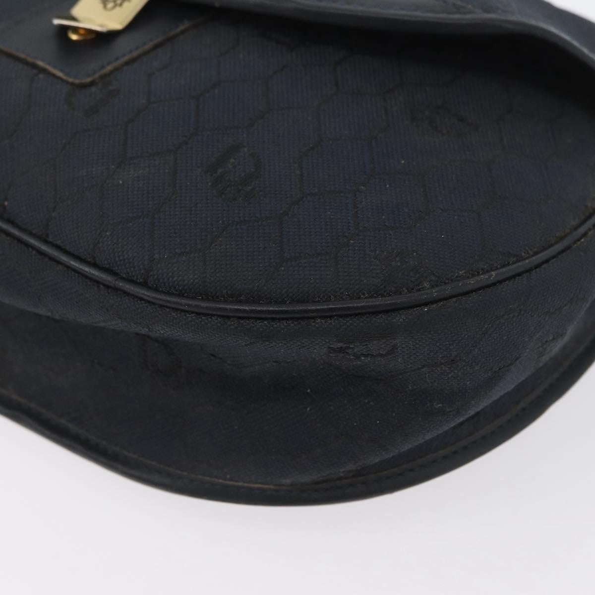 Christian Dior Vintage Honeycomb Flap Crossbody Bag Canvas And Leather Black Canvas Shoulder Bag Bag (Pre-Owned)
