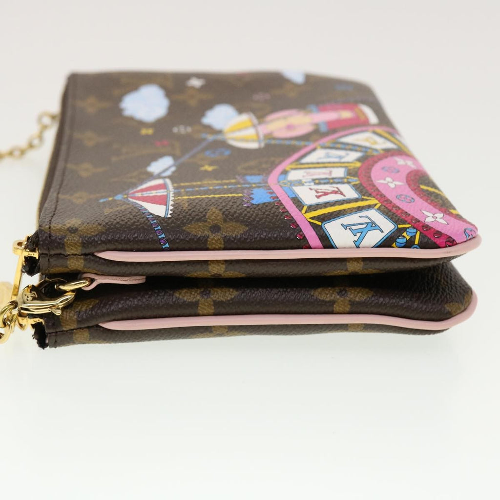 Louis Vuitton Double Zip Pochette Limited Edition Vivienne Xmas Monogram Canvas Brown Canvas Clutche & Pouche Bag