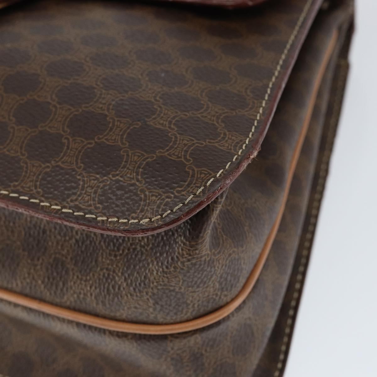 Celine Vintage Macadam Handbag Canvas Brown Pvc Handbag