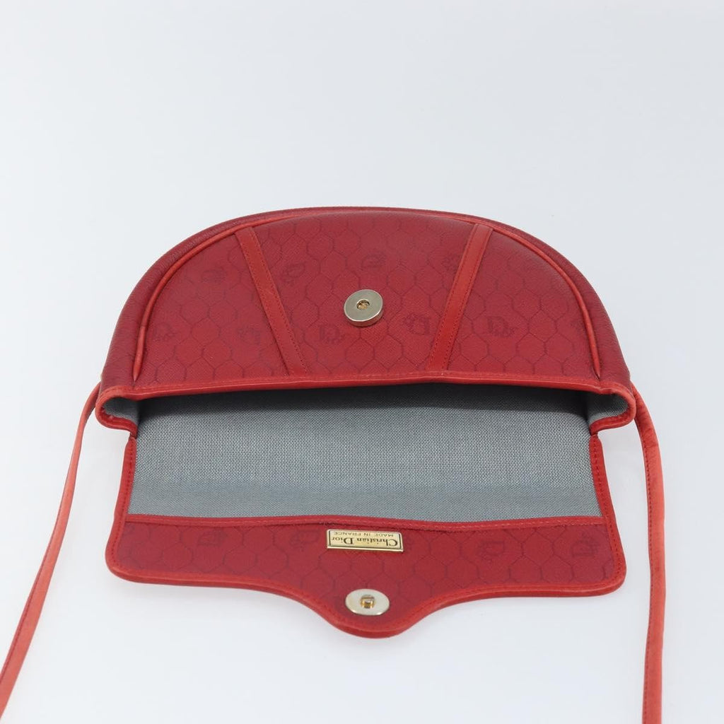 Christian Dior Vintage Honeycomb Flap Crossbody Bag Coated Canvas Red Pvc Shoulder Bag Bag (Pre-Owned)