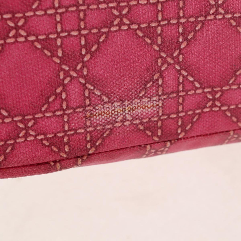 Christian Dior Cannage Handbag Canvas Pink Canvas Handbag (Pre-Owned)