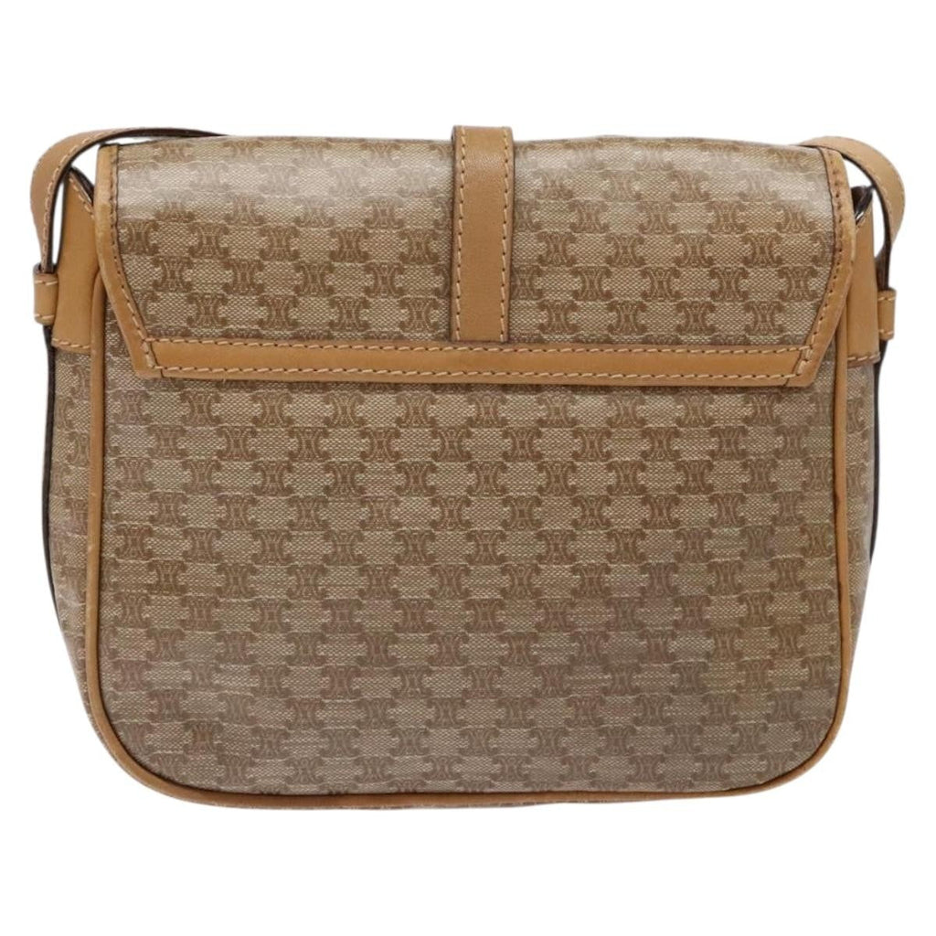 Celine Macadam Shoulder Bag Pvc Leather Beige Canvas Bag