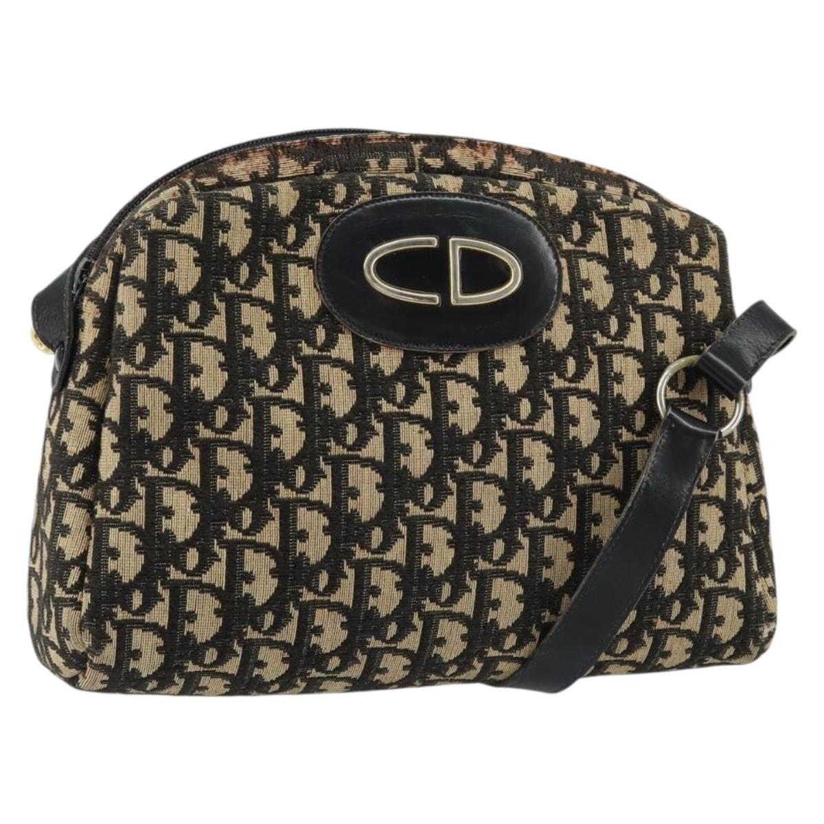 Christian Dior Vintage Cd Trotter Shoulder Bag Canvas Black Canvas Shoulder Bag Bag (Pre-Owned)