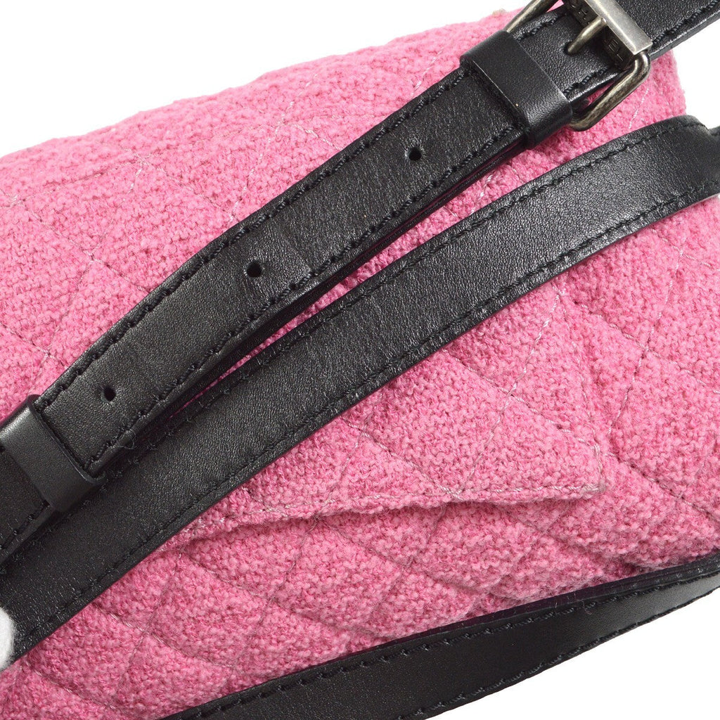 Chanel Easy Reissue Messenger Flap Bag Quilted Tweed Pink Tweed Shoulder Bag Bag