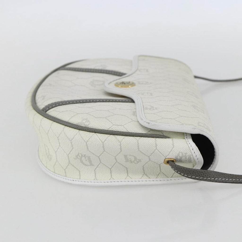 Christian Dior Vintage Honeycomb Flap Crossbody Bag Coated Canvas White Canvas Shoulder Bag Bag (Pre-Owned)