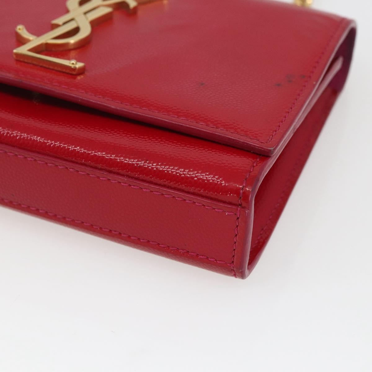 Saint Laurent Classic Monogram Crossbody Bag Grainy Leather Red Leather Clutche & Pouche Bag (Pre-Owned)