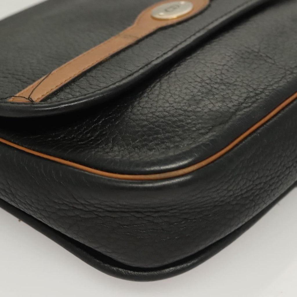 Christian Dior Vintage Trotter Crossbody Bag Leather Black Leather Clutche & Pouche Bag (Pre-Owned)