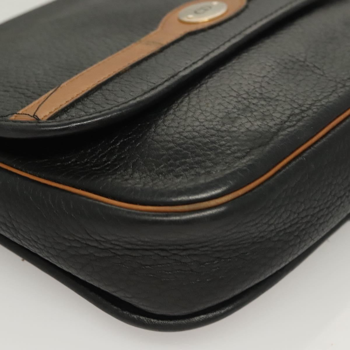 Christian Dior Vintage Trotter Crossbody Bag Leather Black Leather Clutche & Pouche Bag (Pre-Owned)