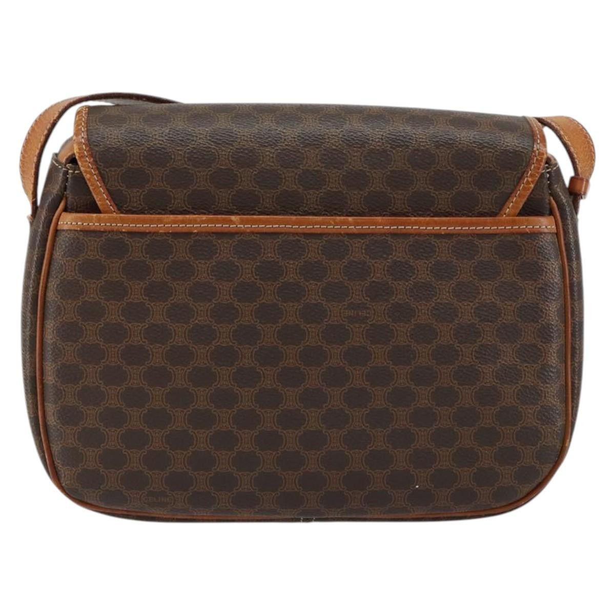 Celine Macadam Shoulder Bag Pvc Leather Brown Canvas Shoulder Bag Bag
