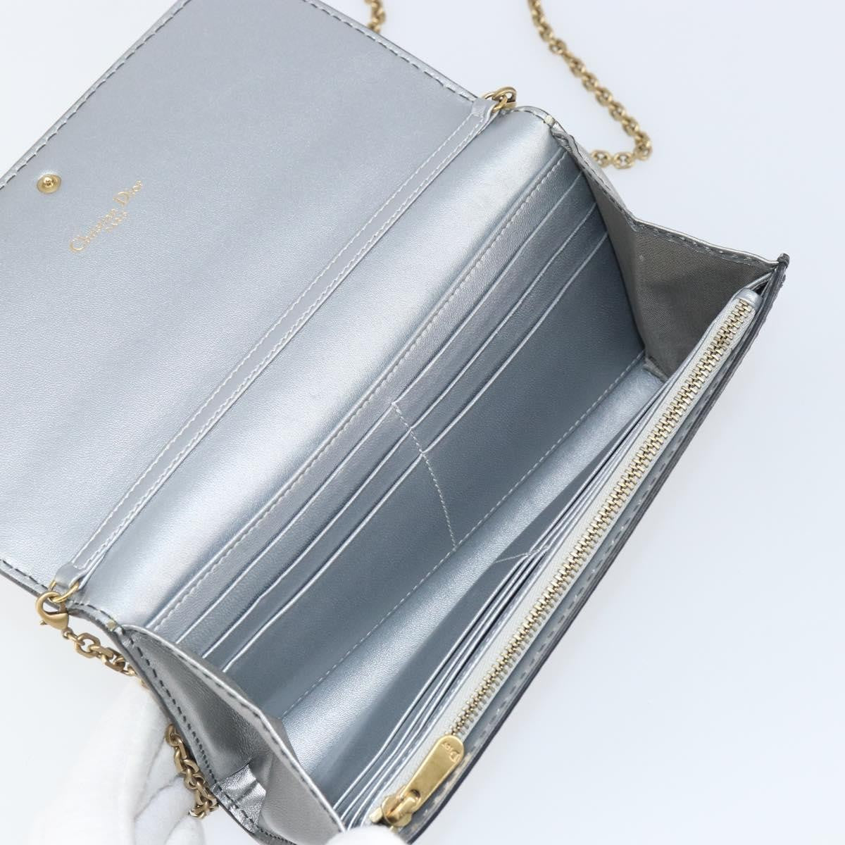 Christian Dior J'adior Croisiere Chain Wallet Leather Silver Leather Clutche & Pouche Bag (Pre-Owned)