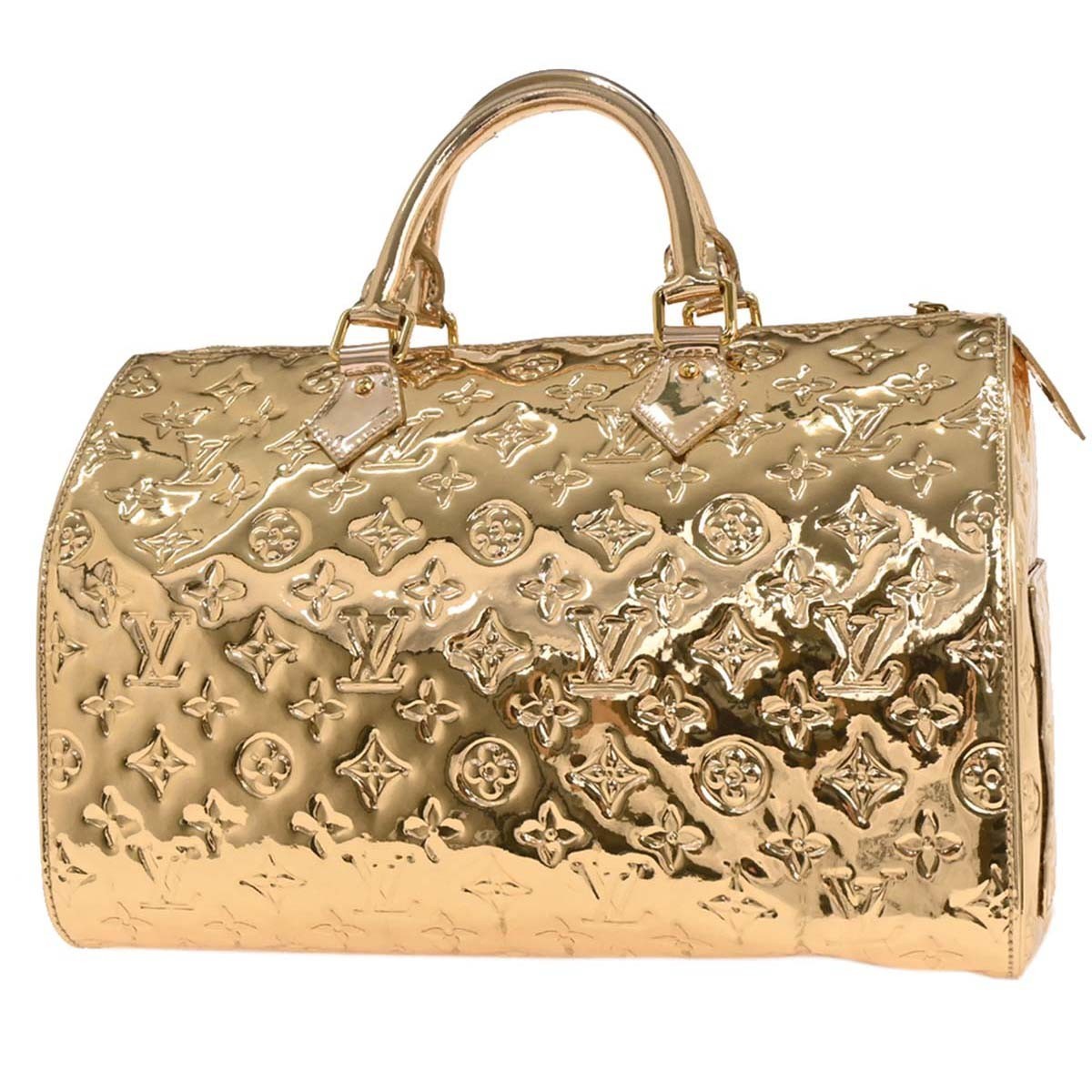 Louis Vuitton Speedy Handbag Monogram Miroir Pvc Gold Canvas Handbag