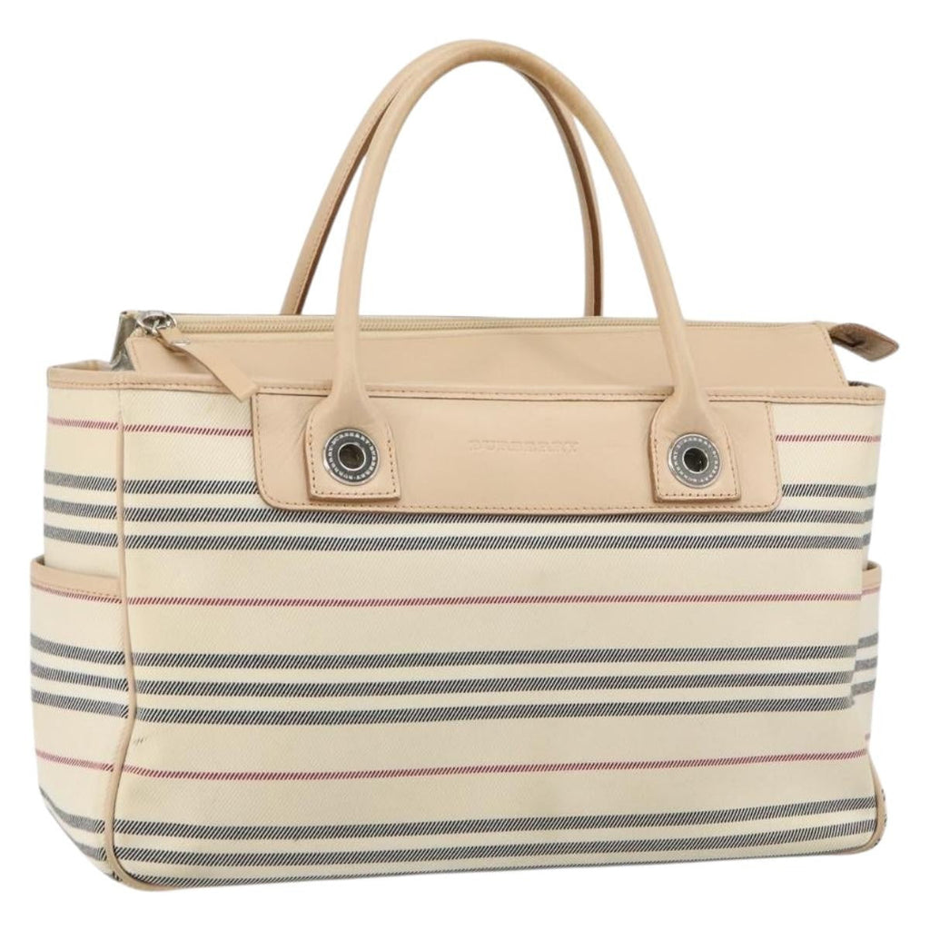 Burberry Nova Check Tote Canvas And Leather Beige Canvas Tote Bag