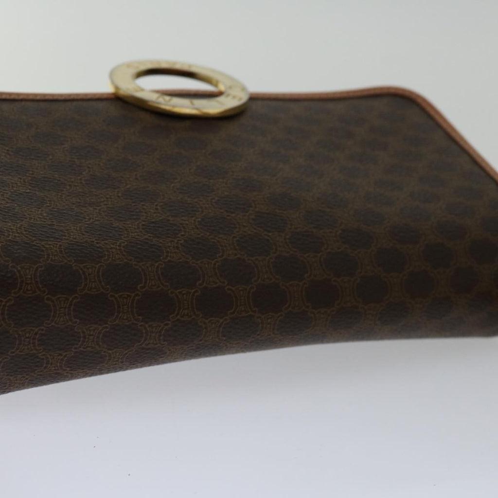 Celine Circle Logo Shoulder Bag Canvas Brown Pvc Shoulder Bag Bag