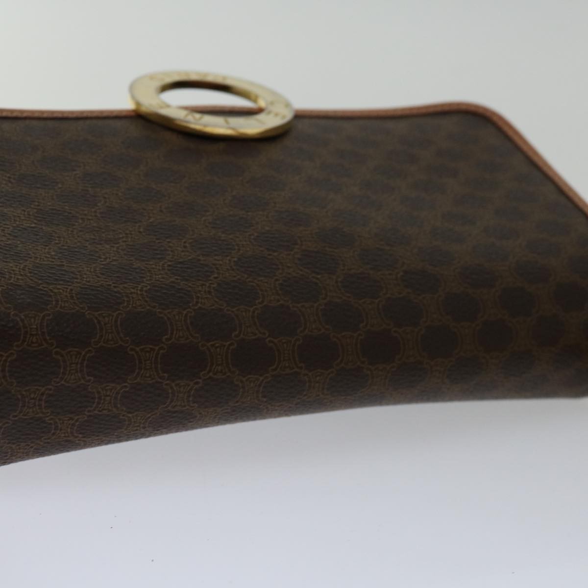 Celine Circle Logo Shoulder Bag Canvas Brown Pvc Shoulder Bag Bag