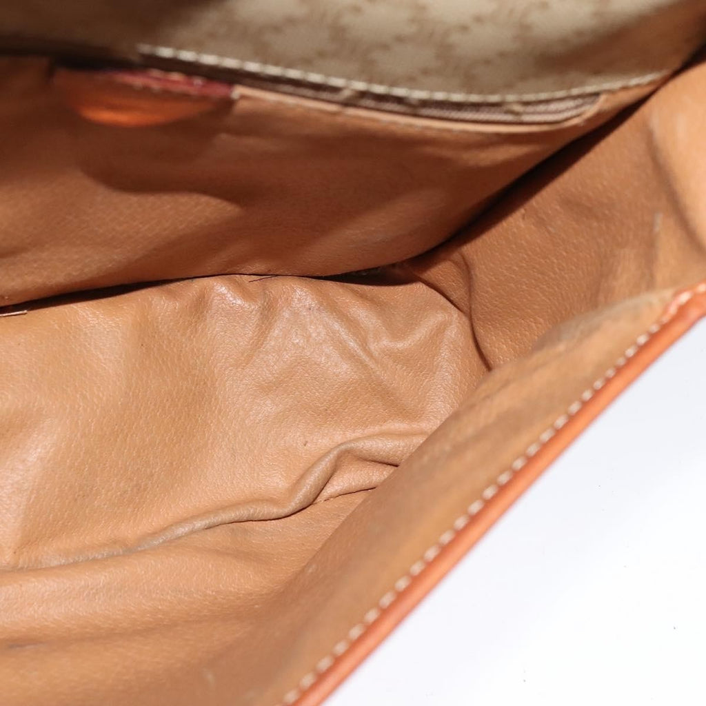 Celine Vintage Macadam Shoulder Bag Canvas And Leather Beige Canvas Shoulder Bag Bag