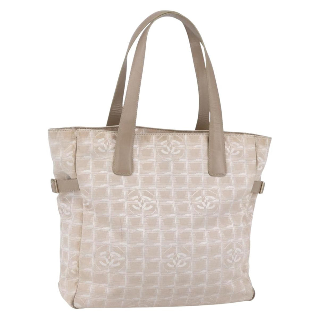 Chanel Travel Line Tote Nylon Beige Nylon Tote Bag Bag