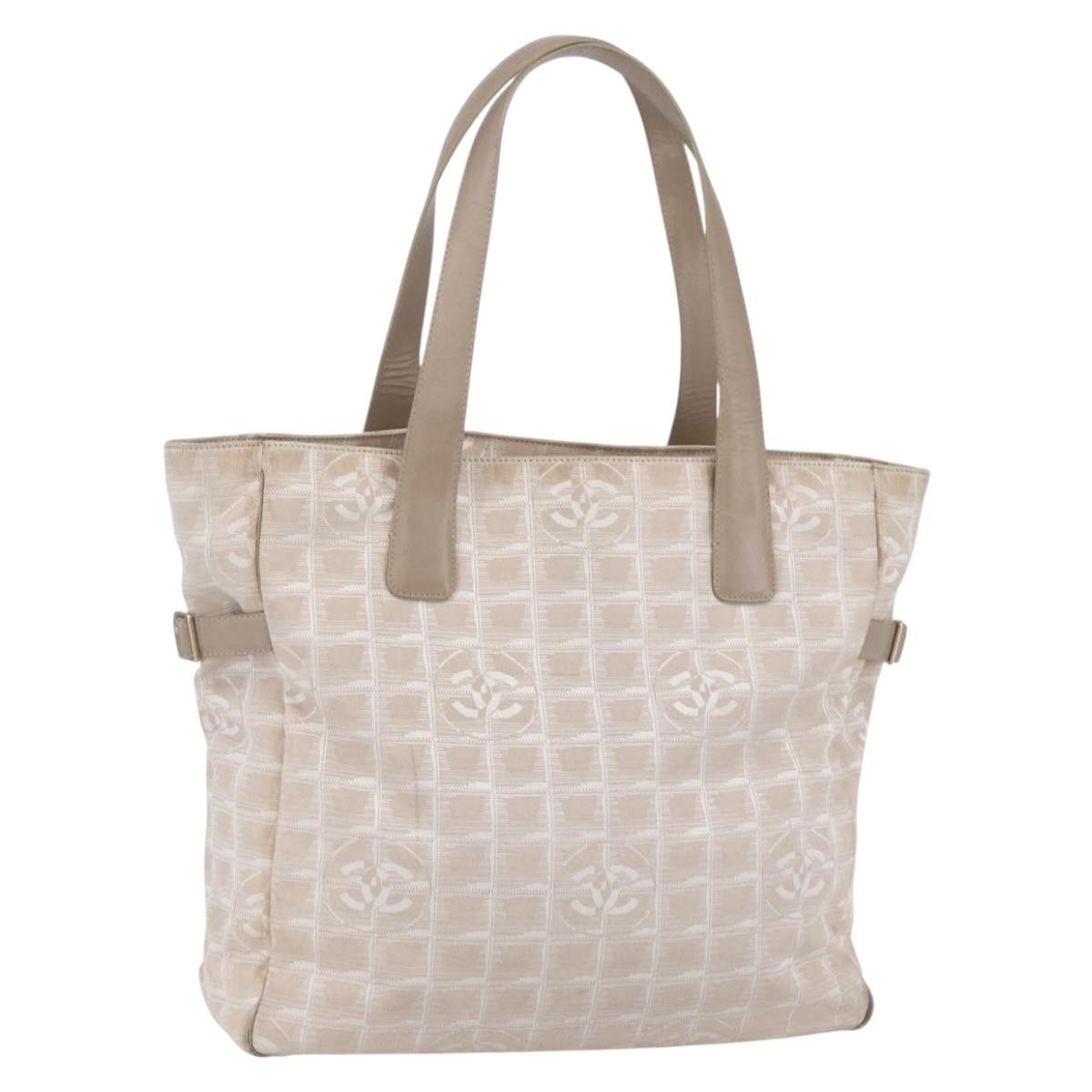 Chanel Travel Line Tote Nylon Beige Nylon Tote Bag Bag
