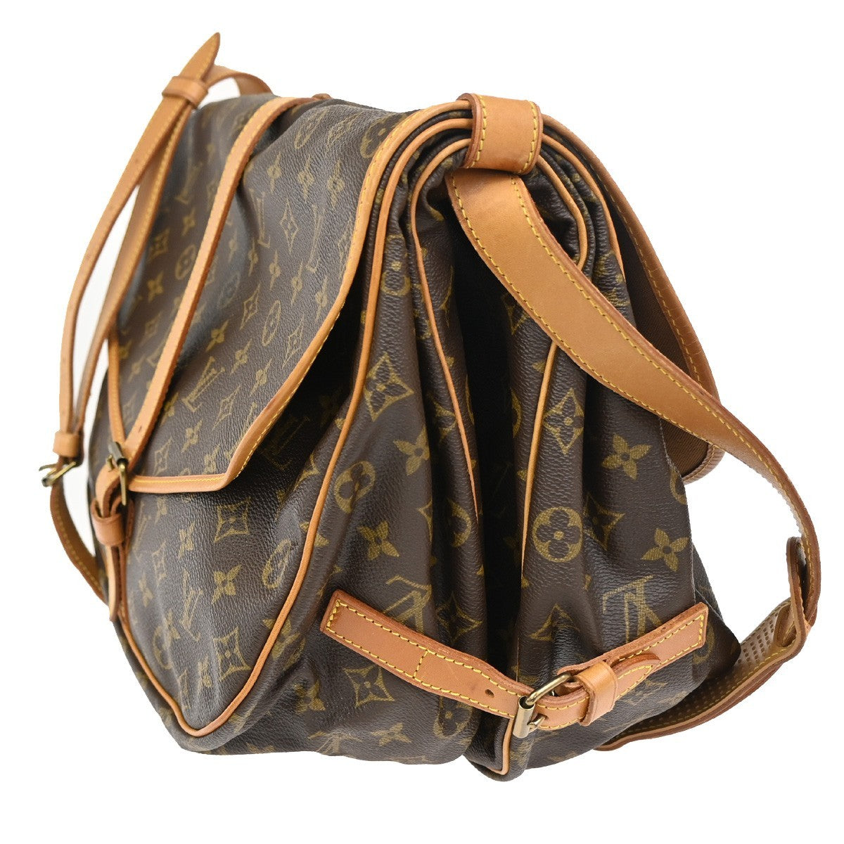 Louis Vuitton Saumur Handbag Monogram Canvas Brown Canvas Shoulder Bag