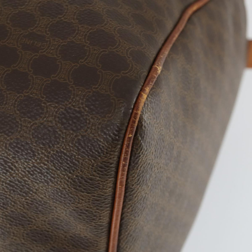 Celine Vintage Macadam Boston Bag Canvas Brown Pvc Travel Bag Bag