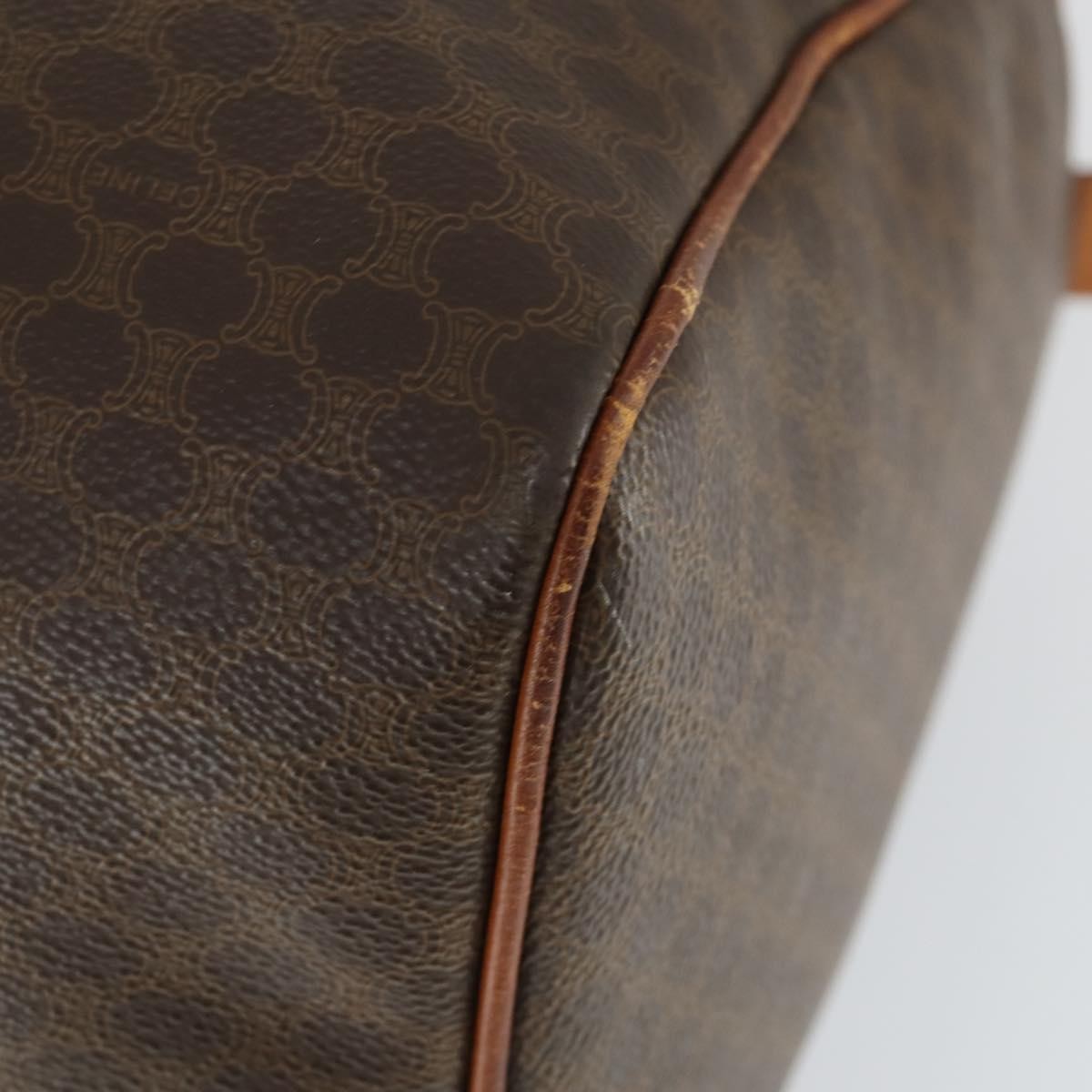 Celine Vintage Macadam Boston Bag Canvas Brown Pvc Travel Bag Bag