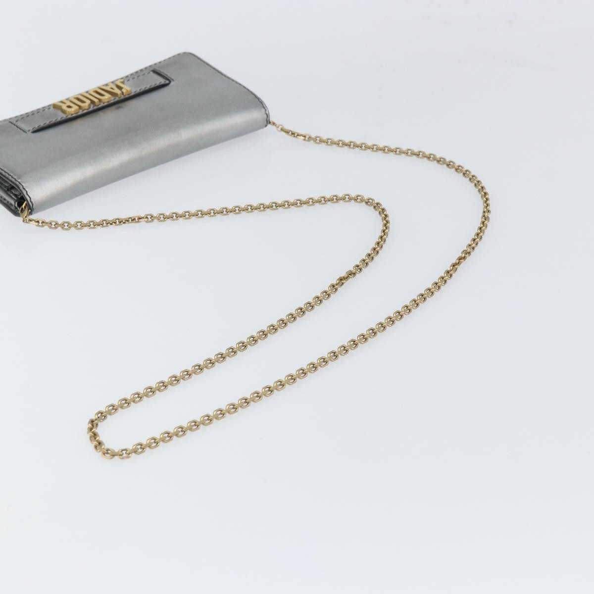 Christian Dior J'adior Croisiere Chain Wallet Leather Silver Leather Clutche & Pouche Bag (Pre-Owned)