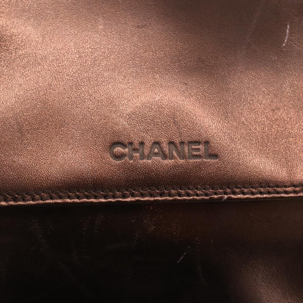 Chanel Vintage Logo Flap Messenger Bag Leather Brown Leather Shoulder Bag Bag