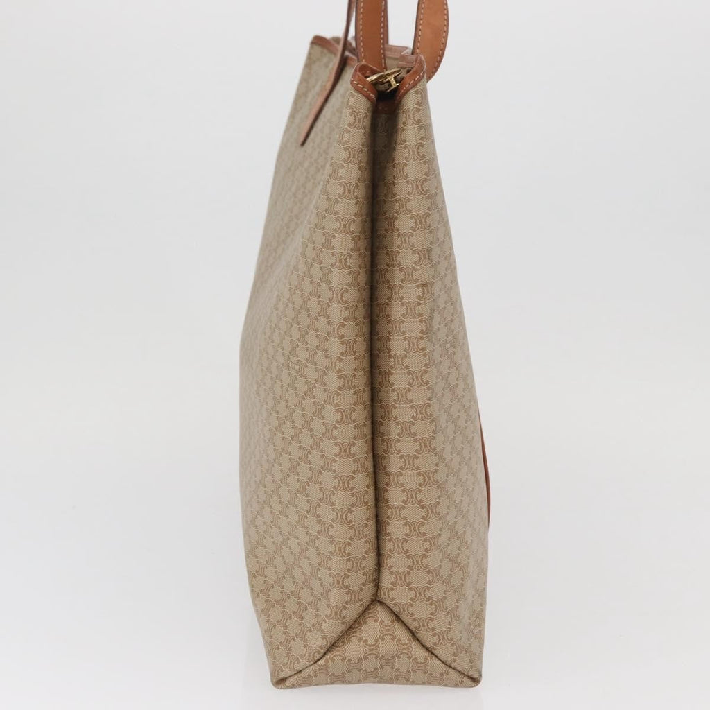 Celine Vintage Macadam Tote Bag Canvas And Leather Beige Canvas Tote Bag Bag