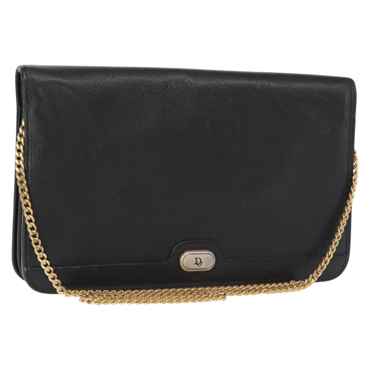 Christian Dior Vintage Shoulder Bag Leather Black Leather Shoulder Bag Bag (Pre-Owned)