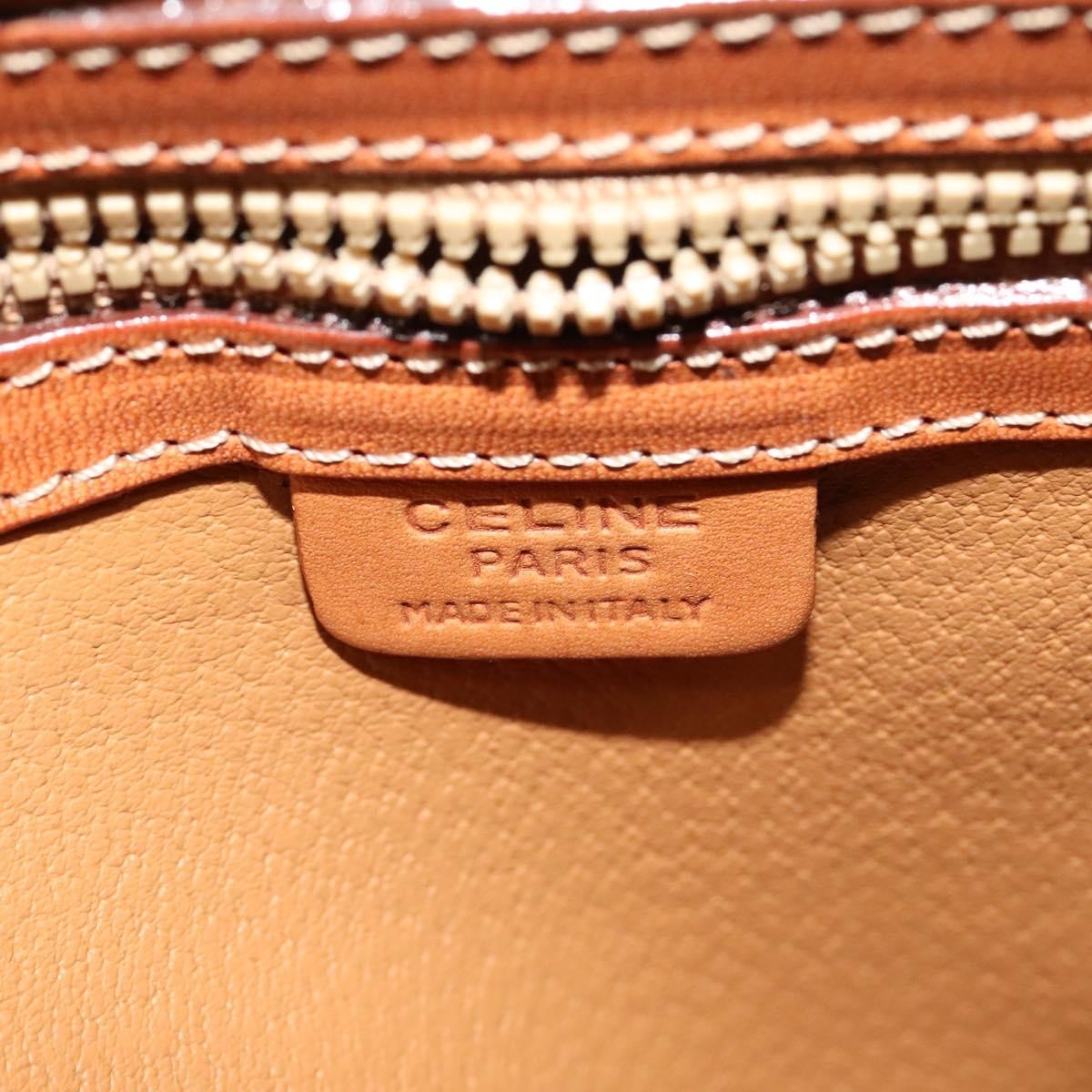 Celine Vintage Macadam Handbag Canvas Beige Canvas Handbag